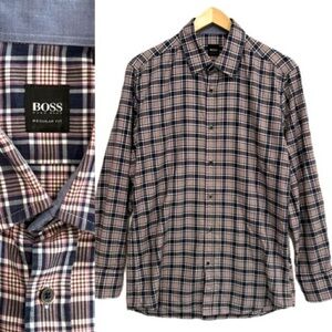 BOSS Hugo Boss Plaid Long Sleeve Button Down Shirt Mens Size M Regular FIt Pink